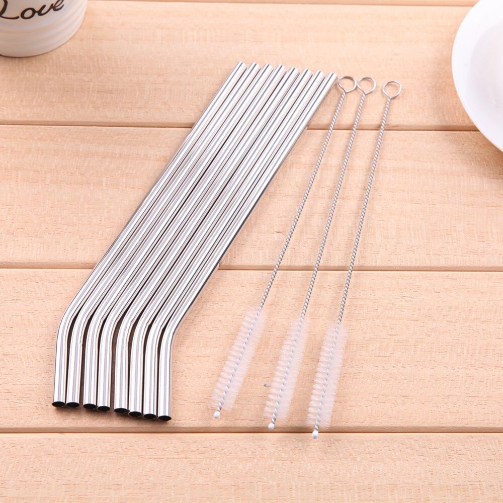 Collapsible Drinking Straw Stainless Steel Metal Drinking Straws Reusable Straws for Party Bar Accessories with Storage Can
