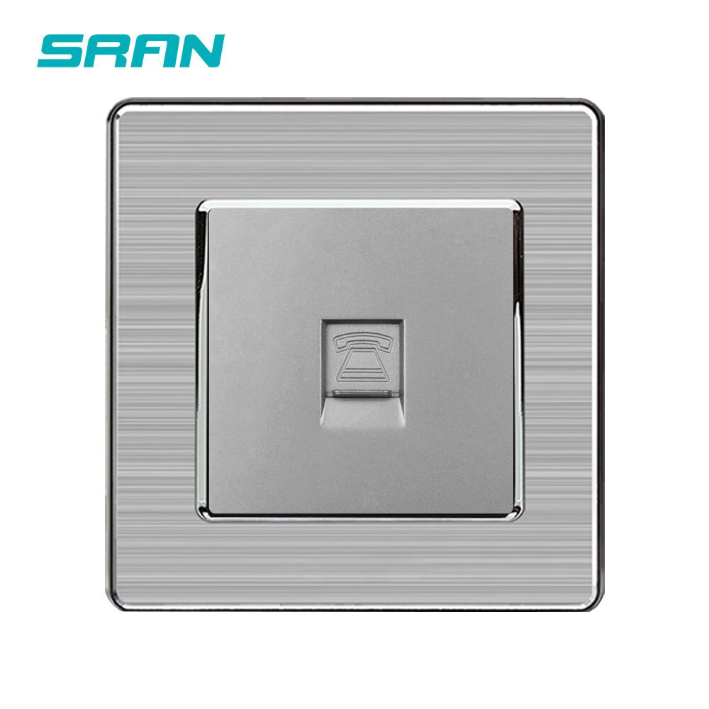 SRAN General Standard stainless steel frame Panel 86*86mm One Gang Telephone Socket / Outlet A101-020: Gray RJ11 A2