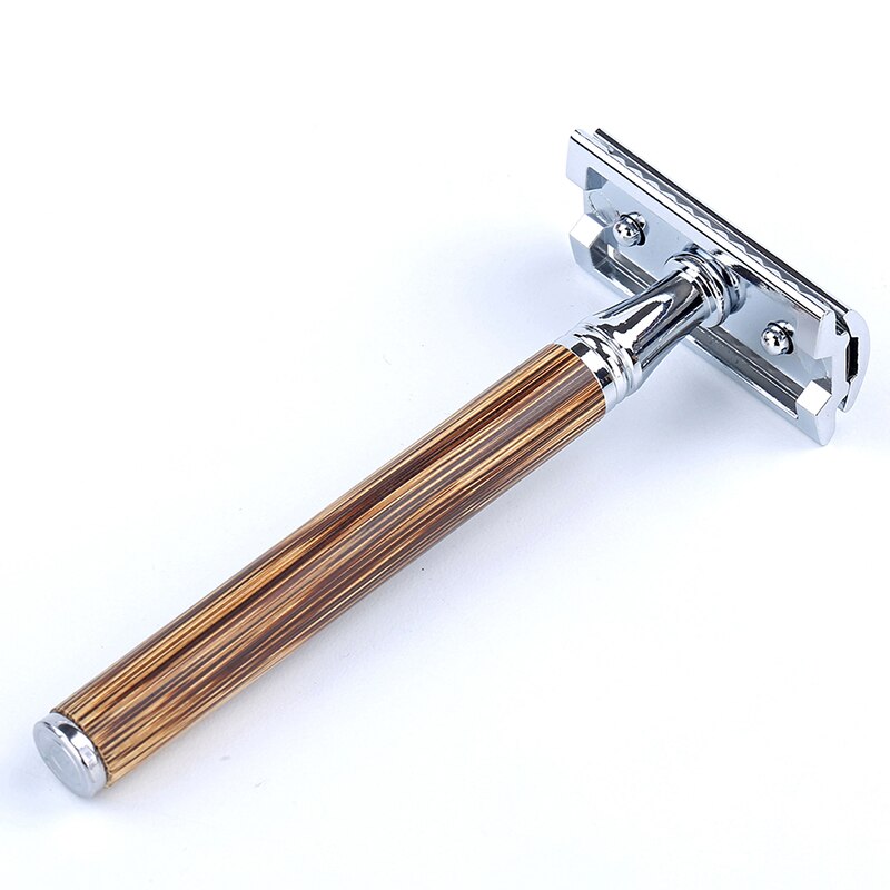 Eco Friendly Men Shaving Razor Classic Bamboo Handle Double Edge Safety Razor For Mens ShavingHair Removal 10 Shaving Blades