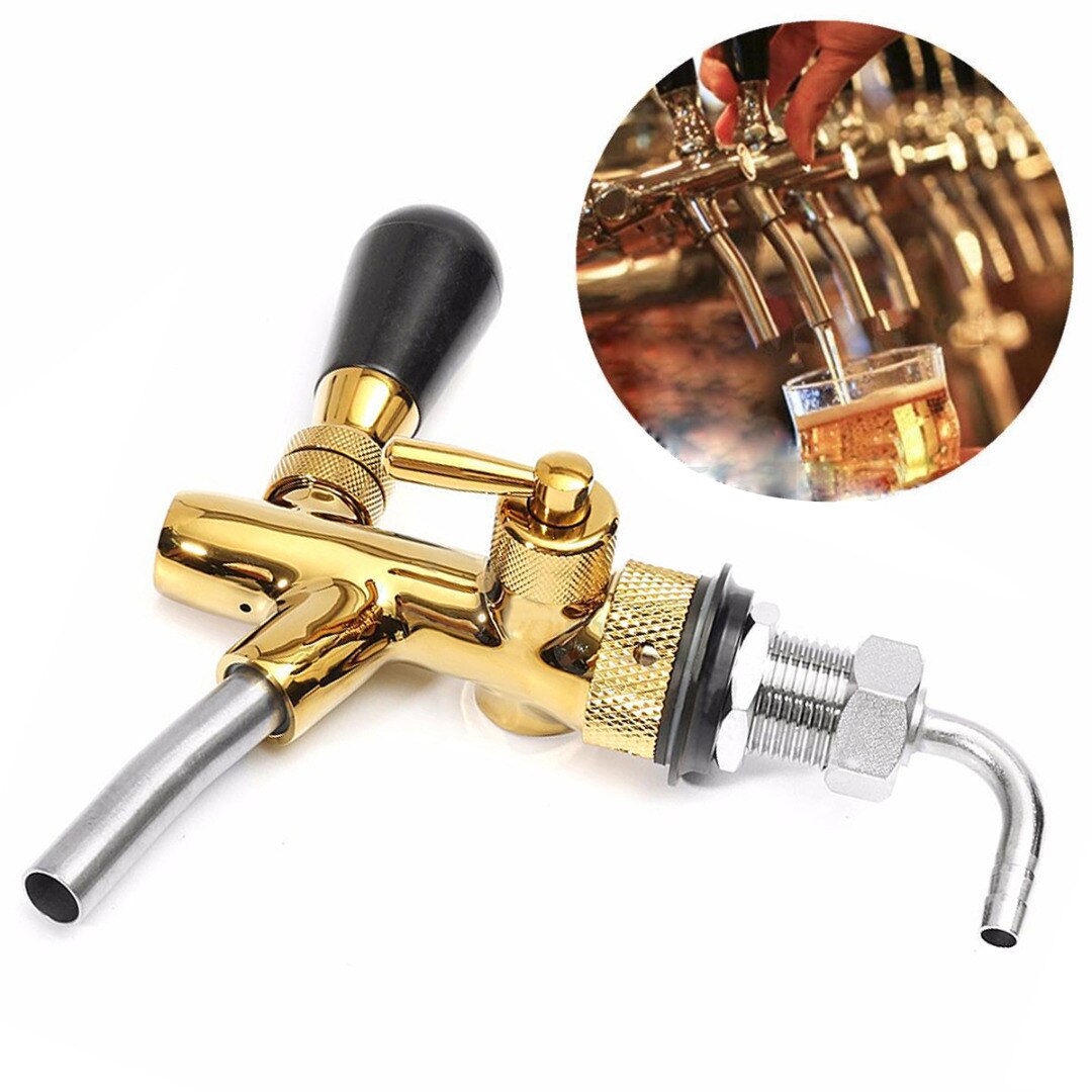 Rvs Golden Verstelbare Tapbier Kraan G5/8 Schacht Chrome Gold Plating Voor Kegerator Tap Bar Keuken