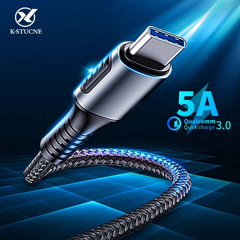 5A USB Type C Cable For Huawei P20 Lite Honor 20 10 9 Pro 3.1 Fast Charging Data Cord For Xiaomi Redmi Note 8 7 Pro Type-C Cable