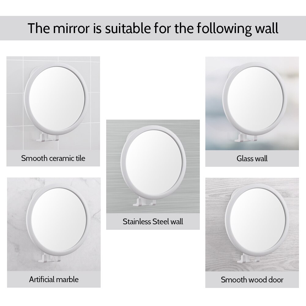 360 rotation badeværelse kosmetiske spejl sugekop bad spejle tåge bad brusebad spejle anti-tåge make up spejl  j5