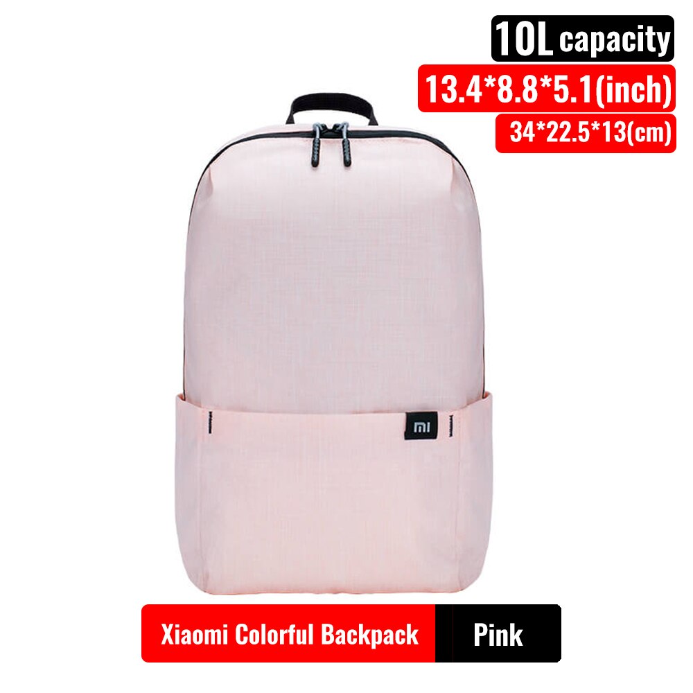 Original Xiaomi Mi Backpack 7L/10L/20L Urban Leisure Chest Colorful Backpacks Sports Waterproof Bag Unisex: 10L Pink