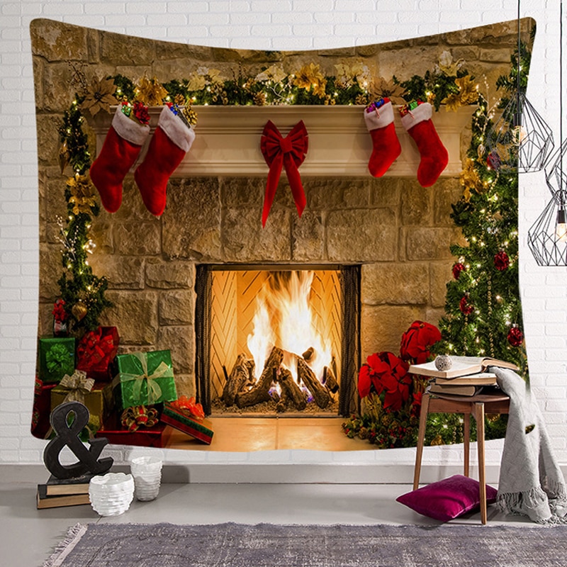 Wall Hanging Backdrop Square Bedroom Living Room Cloth Decorative Home Decor Art Blanket Happy Year Christmas Tapestry
