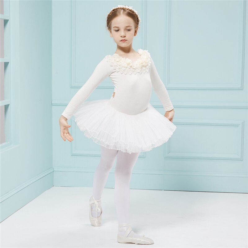Gekämmte Baumwolle Ballett Kleid Ballettröckchen Ballett Danse für Mädchen freundlicher freundlicher Lange Ärmel Tüll tanzen