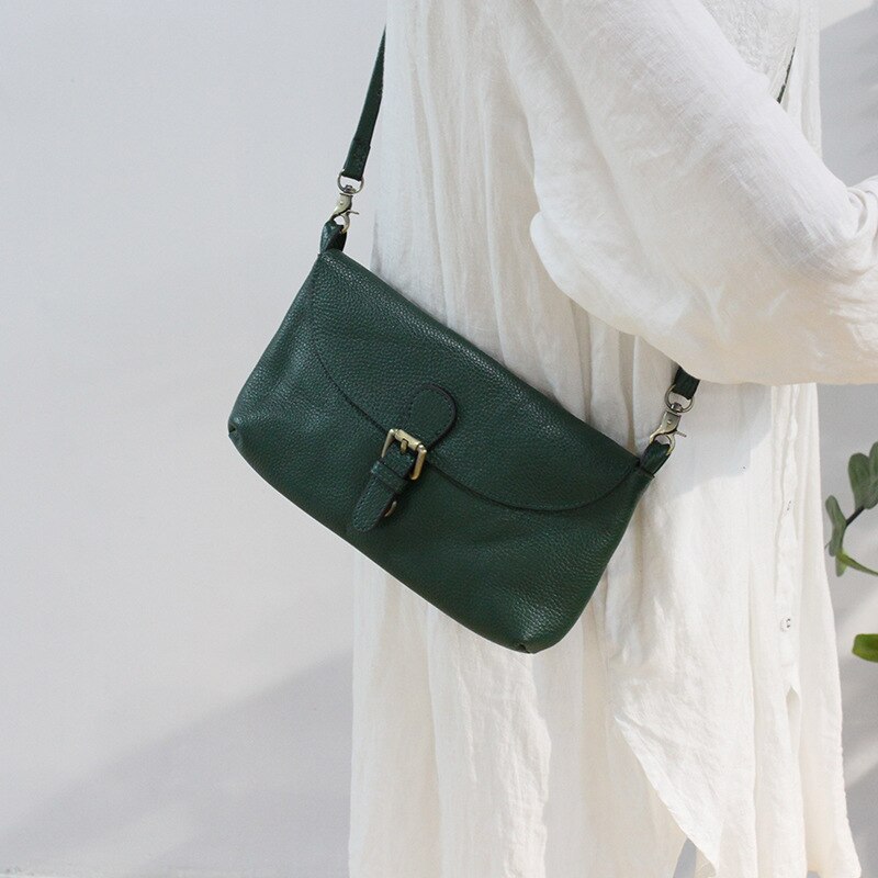 Koreaanse Versie Van Gangfeng Zachte Lederen Schoudertas: 20597-2 Emerald