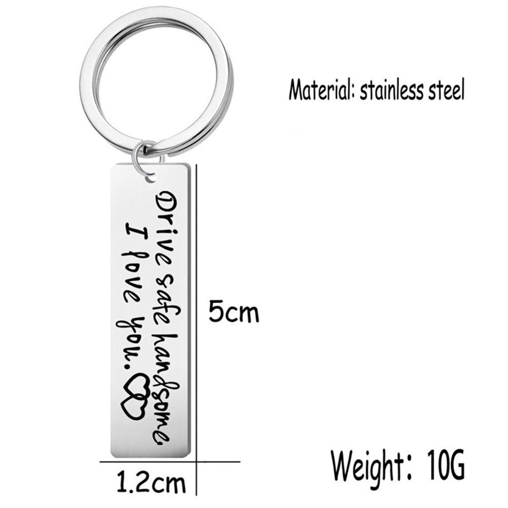 Stainless Steel Drive Safe Handsome I Love You Engraved Keychain Keyring for Husband Boyfriend