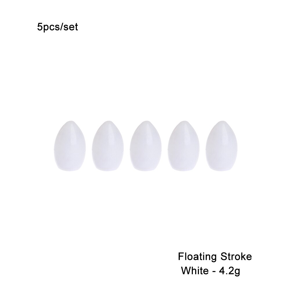 5PCS Artificial Flies Fishing Lures Tackle Floating Shot Assistant Long Cast Assistor Sinker Tackle Beads Fishing Rig Accessory: White 4.2g
