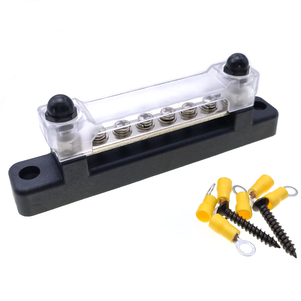 48V DC 150A 6Way Power Distribution Block Bus Bar Car Terminal Block Negative Bus Bar for Caravan Truck Boat Circuit Integration: army green