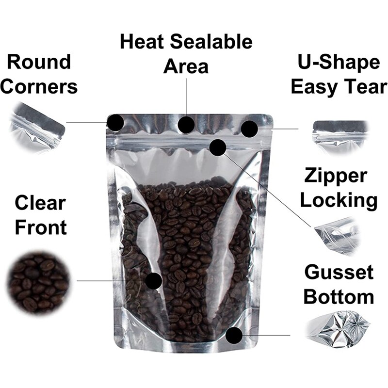 Sacs en Mylar pour le stockage des aliments, lot de 100 (30 sacs de 4 pouces X 6 pouces, 30 sacs de 5 pouces 8 pouces, 40 sacs de 6 pouces 9 pouces) pochettes