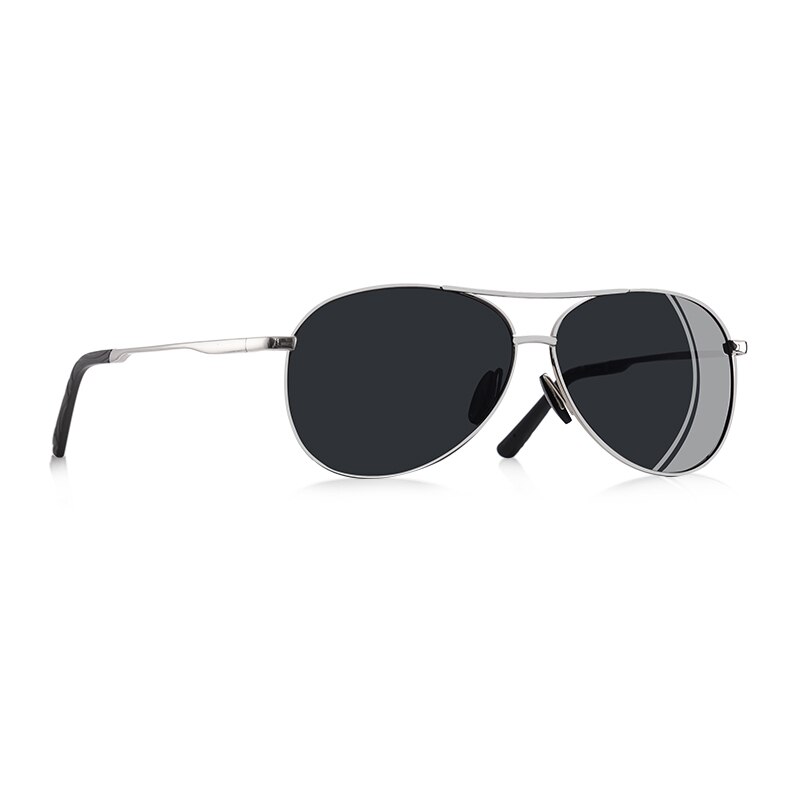 AOFLY Men Classic Pilot Sunglasses Polarized Aviation Frame Sun glasses For Male Driving UV400 Protection AF8208: C3Silver Gray