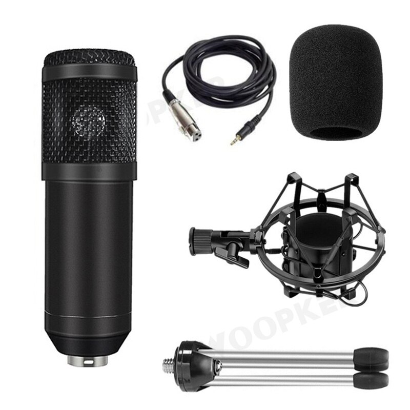Condenser BM-800 Microphone Kit for Computer with Shock Mount and Foam Cap BM 800 Mic BM800: Black set with stand