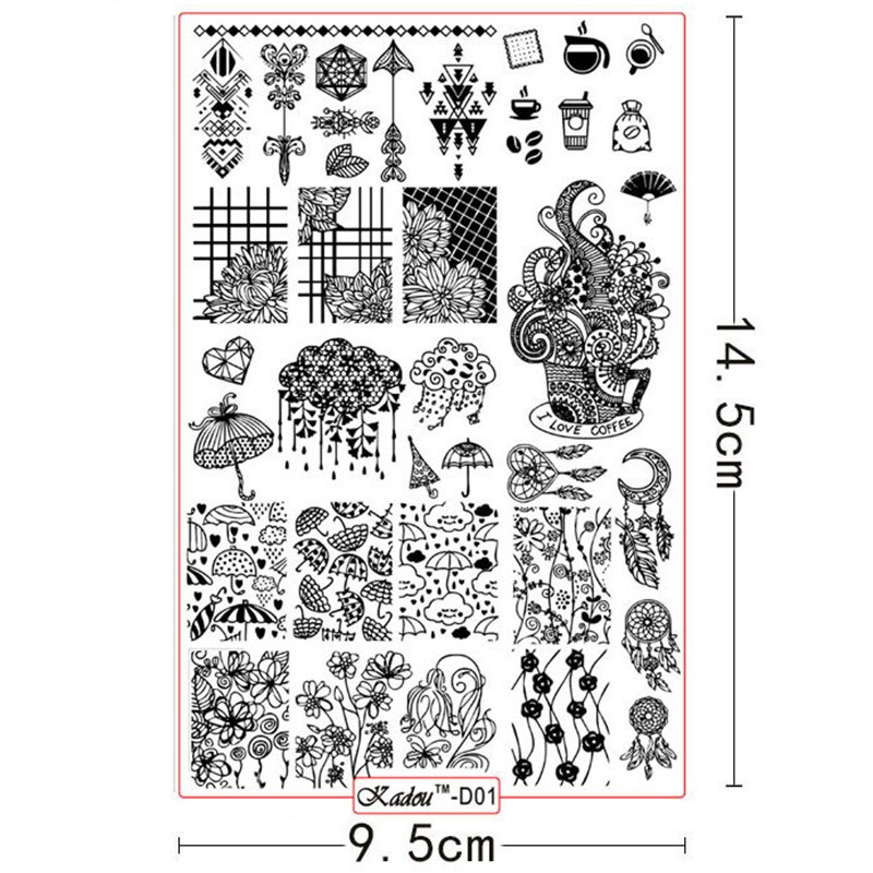 Plaques d'estampillage d'ongle KADOU/zjoies polonais de noël pour les pochoirs de manucure 14.5*9.5 Konad timbre estampillage modèle de manucure