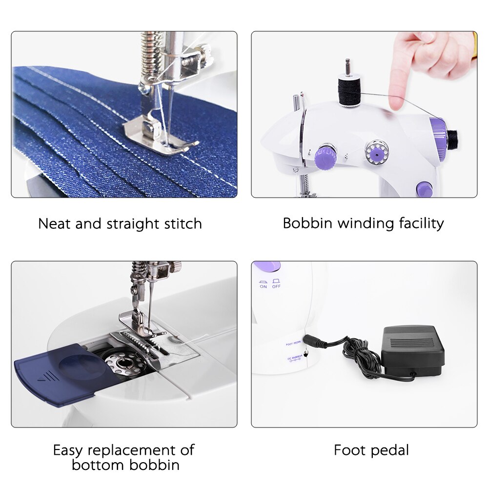Mini Sewing Machine Portable Handheld Stitch Sew Needlework Cordless Clothes Fabrics Hand Electric Sewing Machines Accessories