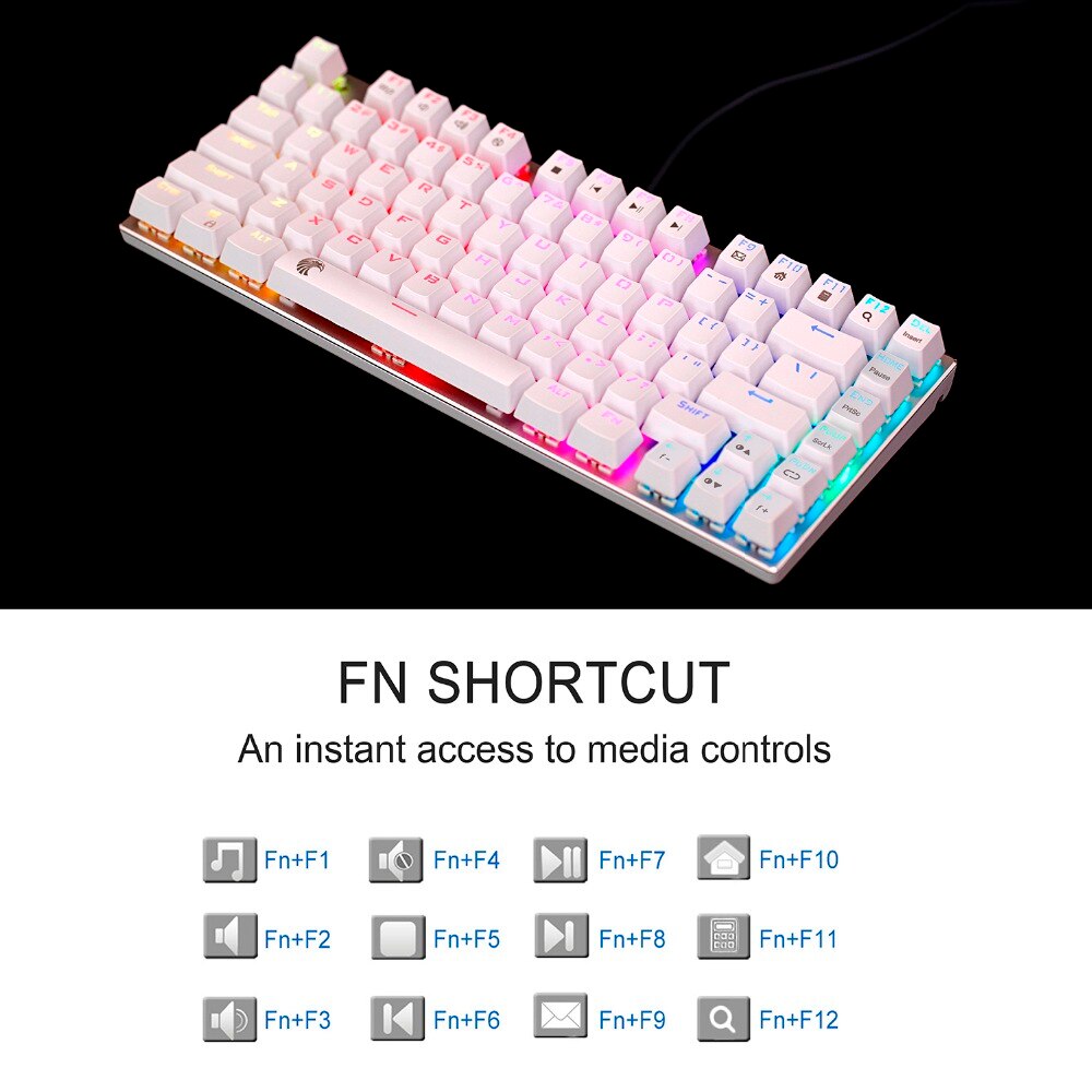 Z -88 litet mekaniskt tangentbord rgb bakgrundsbelyst 81 nycklar kompakt storlek usb-kabel mekaniskt spelmekaniskt tangentbord