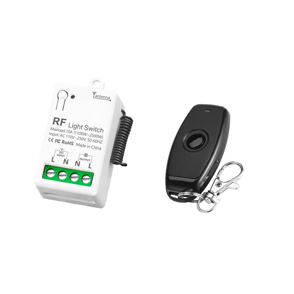 Interrupteur de lumière avec télécommande sans fil RF, AC 110V 220V 10A, relais, Mini Module de commande, transmetteur à 123 boutons pour ventilateur de lampe domestique LED: Black