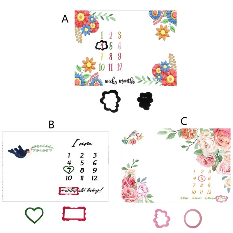 Milestone-Utilería de fondo para fotografía infantil, mantas, telón de fondo, calendario, accesorios de fotos para niños y niñas