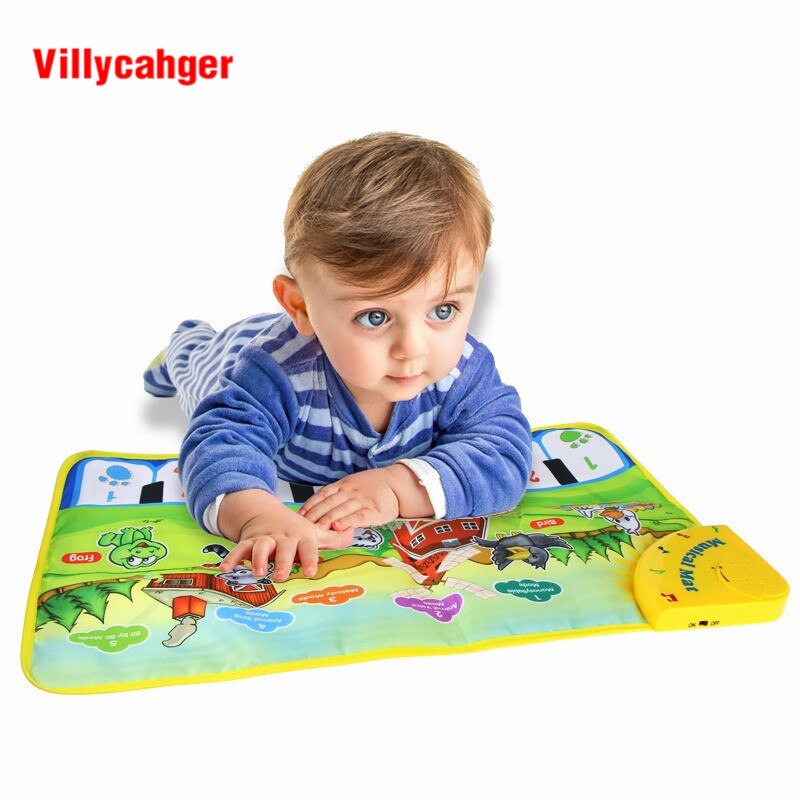 60X37Cm Cartoon Baby Musical Mat Tapijt Met 8 Toetsen Play Touch Piano Mat Baby Muziek Leren Educatief speelgoed Voor Kinderen