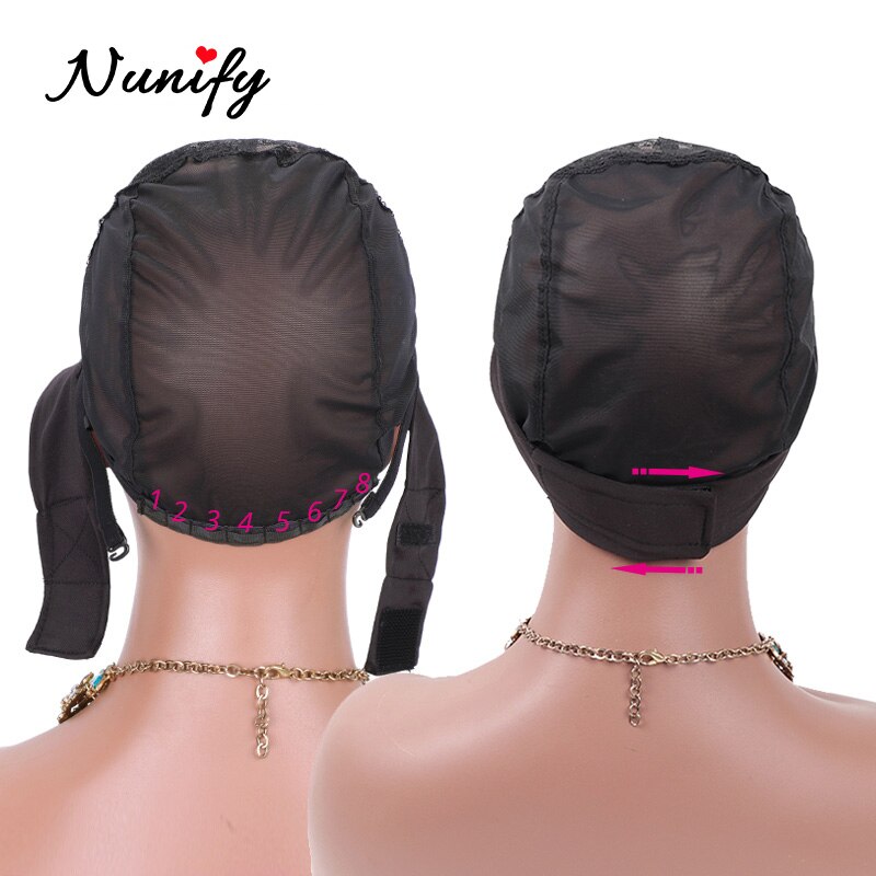 Nunify Wig Net Cap Weaving Caps For Making Headband Wig Black Adjustable Wave Cap With Wig Grip Headband 6Pcs/Lot