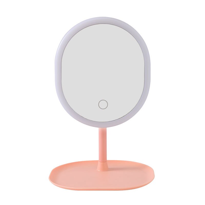 Espejo de maquillaje Circular con luz LED portátil, iluminación compacta con sensor de viaje, inalámbrico, carga USB, atenuador táctil