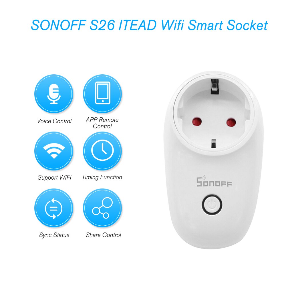 2Pcs/Lot SONOFF Baisc Wifi Smart Socket Switch Wireless Remote Control Power Sockets App Control for Alexa Google Home