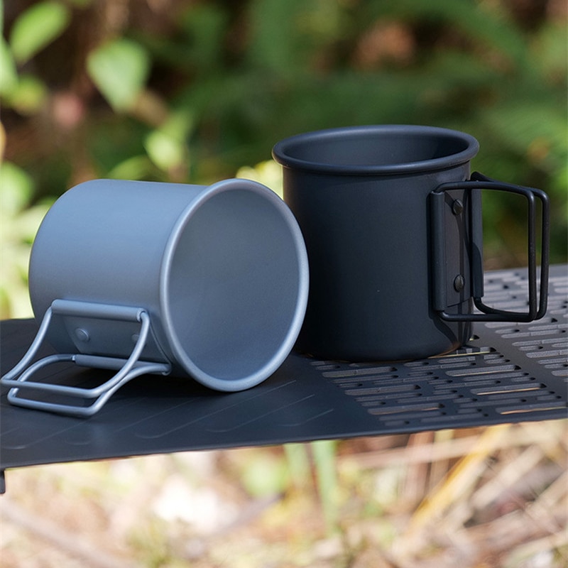 Taza de Camping de aleación de aluminio, vajilla para turismo, utensilios de Picnic, equipo de cocina para exteriores, juego de utensilios de cocina para viajes y senderismo