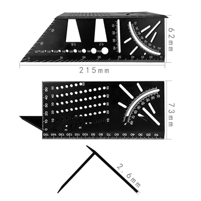 Angle Ruler Size Measurement 45 Degrees 90 Degrees Measuring Tools Supplies Aluminum Alloy Multifunction Line Ruler