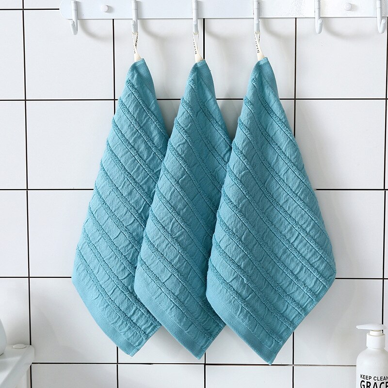 Square Towel Pure Cotton Geometric Printed Thicken Soft Towels Good Water Absorption Plain Dyed Home Bathroom Toalla Cuadrada: Color 4
