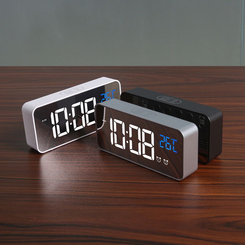 LED Digital Alarm Clock Orologio di Controllo Vocale Intelligente Con Snooze Temperatura Display Elettronico Orologi