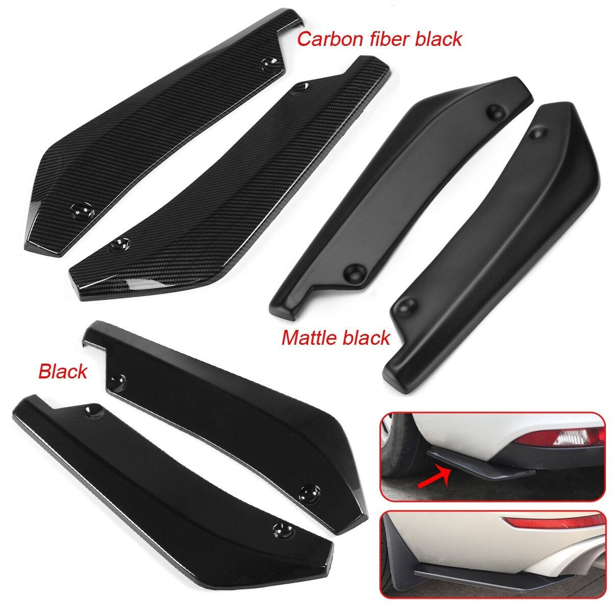 Universal Carbon Fiber Rear Bumper Lip Diffuser Splitter Canard Protector Car Rear Shovel With Bolts Anti-crash Car Rear Shovel