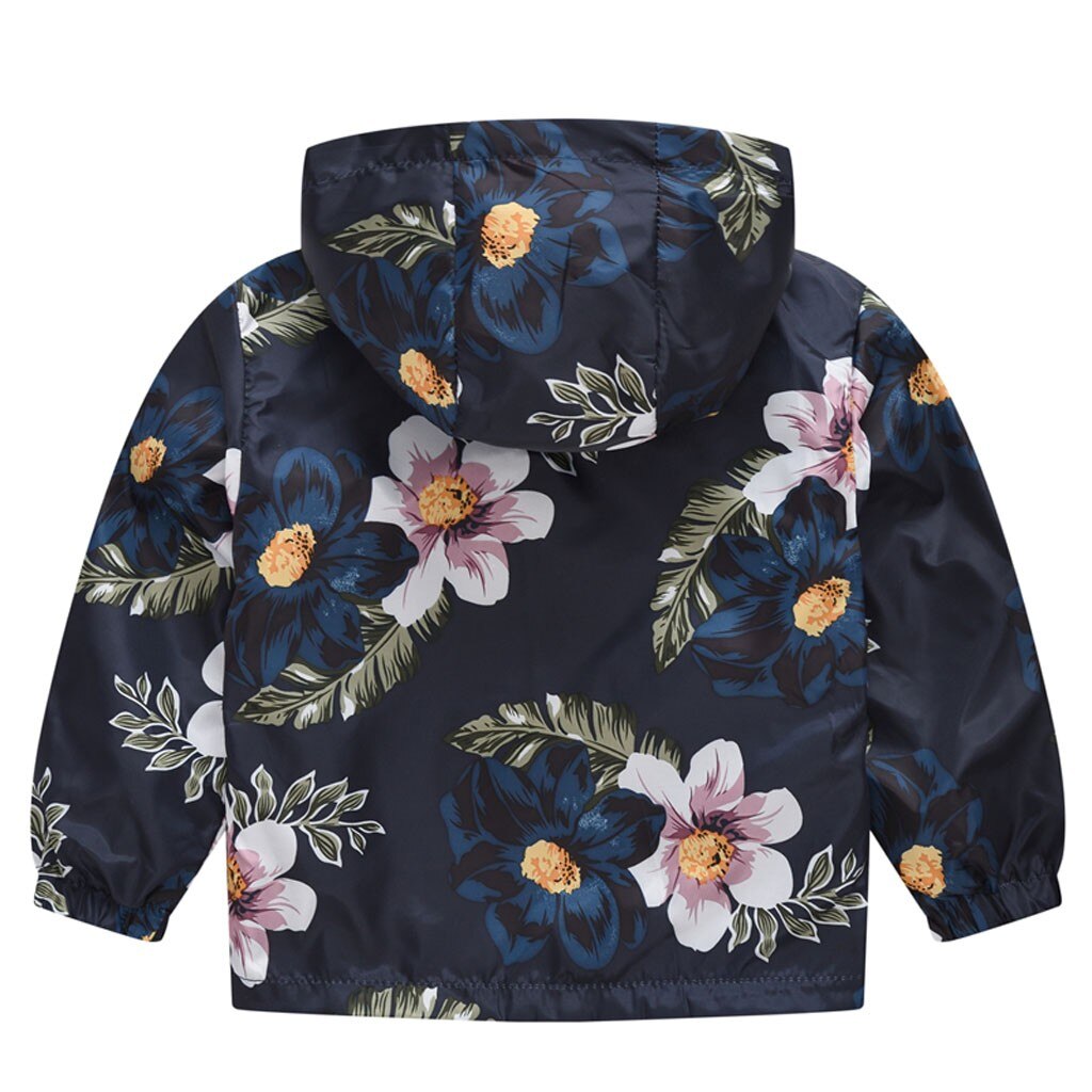 Giacca per le ragazze di Fiori fiori Stampati Con Cappuccio giacca a vento di Primavera tuta sportiva dei bambini bambini cappotto Enfant ragazzi giacche Magliette e camicette