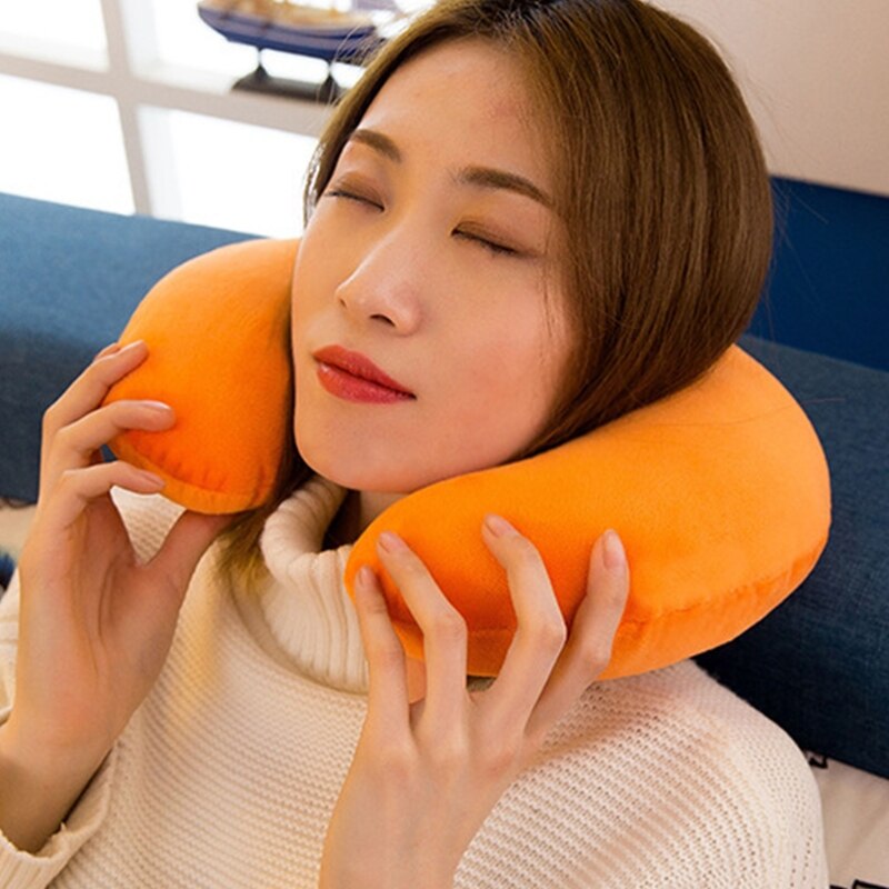 GXMA 30x28cm Soft U-Shaped Neck Protection Pillow Office Sleep Nap Cushion Travel Car Train Head Support Solid Color