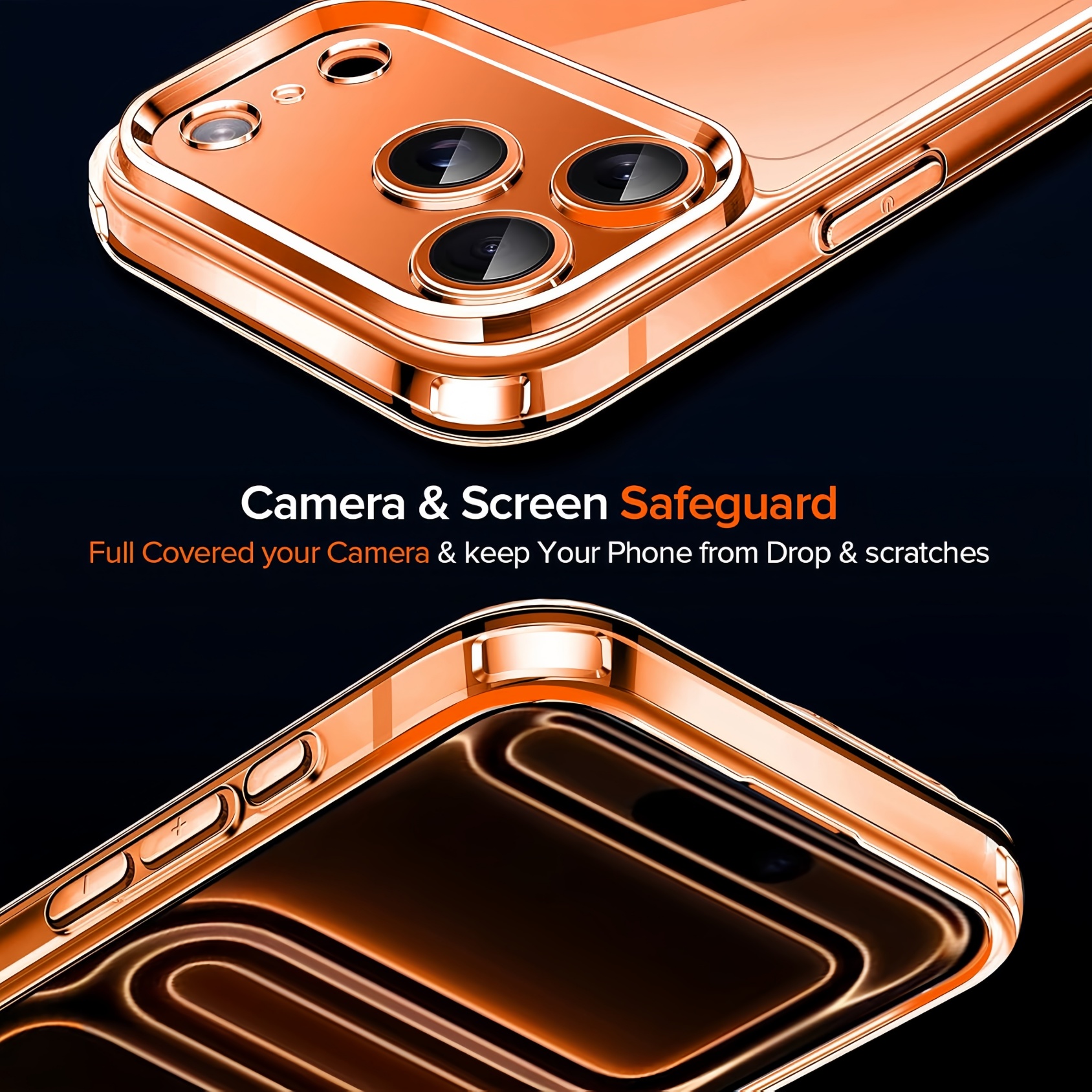 Transparante hoesje ontworpen voor iPhone 17 Pro Max/Air/17E met 2 stuks gehard glas screenprotector, schokbestendige harde slanke achterkant hoes