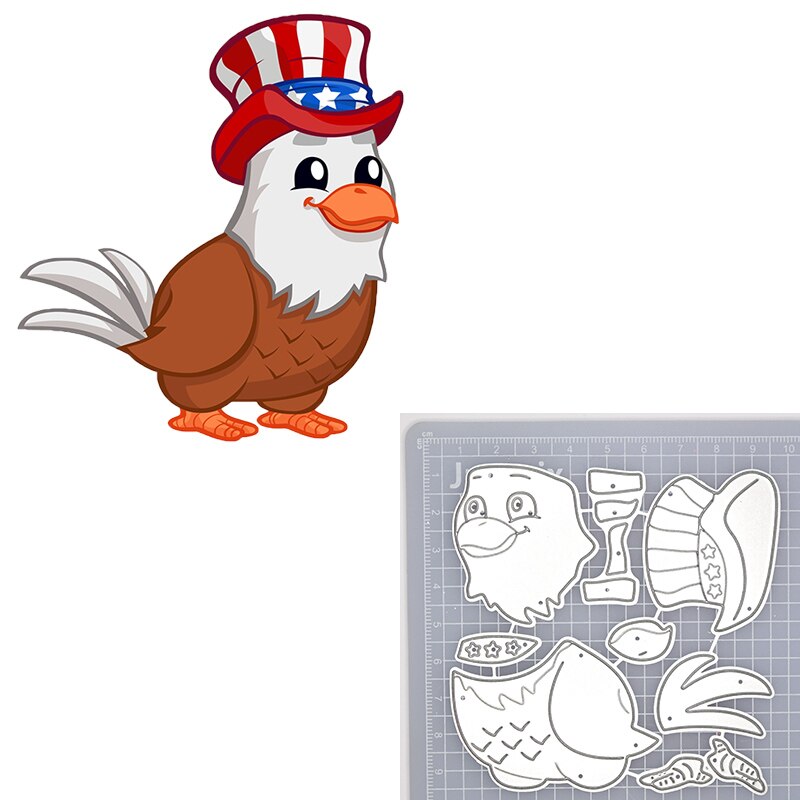 Härlig örn med hatt metall skärformar söta fåglar djur stencil för gör-det-själv scrapbooking-kort dekorativa präglingsmatriser