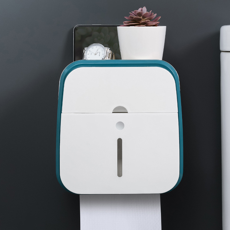 Oneup vægmonteret toiletpapirholder hylde hjem vandtæt toiletpapir bakke rulle dispenser opbevaringsboks badeværelse tilbehør: Grøn