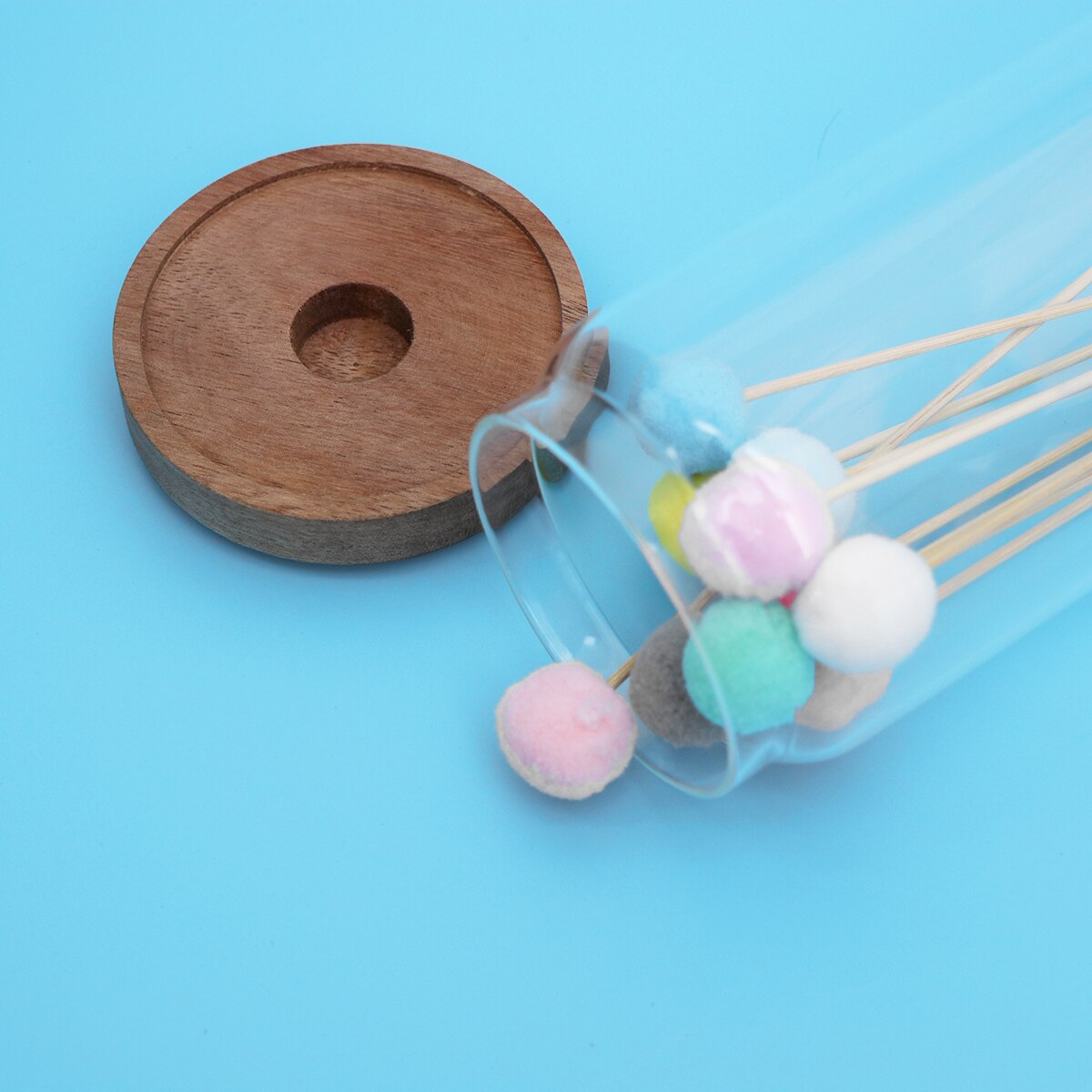 Snoeppot met houten deksel, hoge borosilicaatglas, transparante opslagtank, duurzame voedselcontainer voor kruiden, snoepgoed
