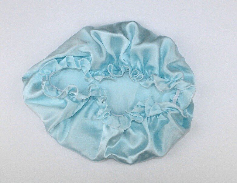 Yifei hårstyling ren silke sovehue kvinde hue sæt kasket 100%  morbær silke natkatte: Himmelblå