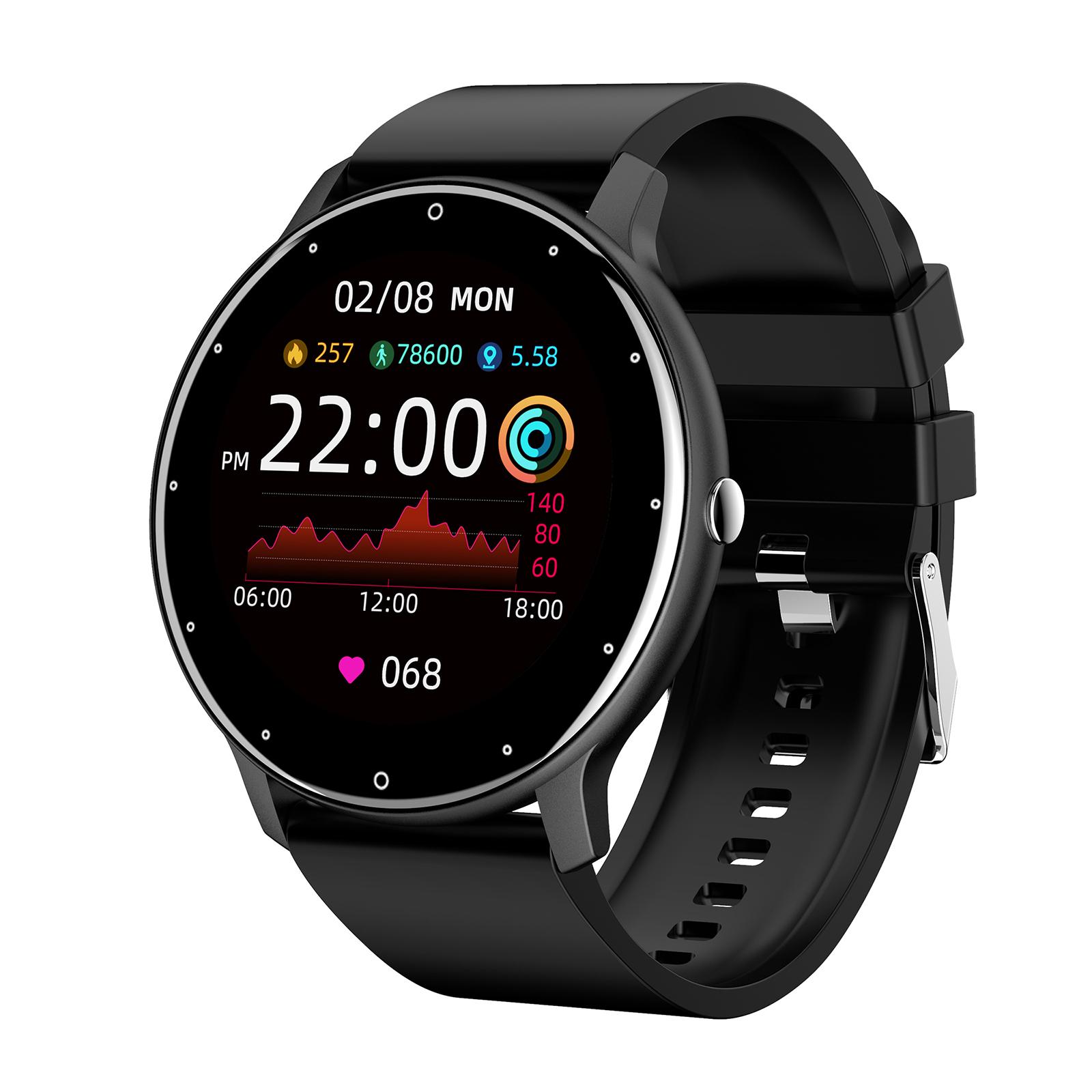 1.28 pollici Zl02D Smart Watch FitnessTracker conteggio passi cronometro Touchscreen polsino Bluetooth Smart Watch per Android iOS: Black