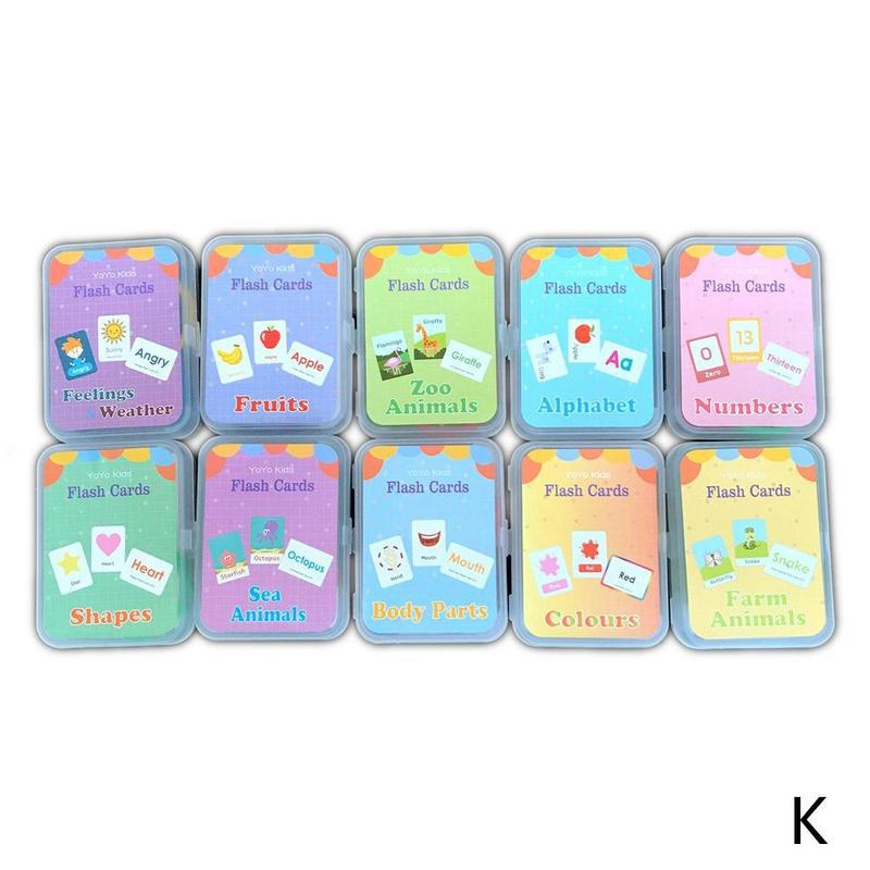 Montessori Cartoon Language Learning Cards Kids Early Development Learning Educational Language Training Ognitive Memory Cards: K