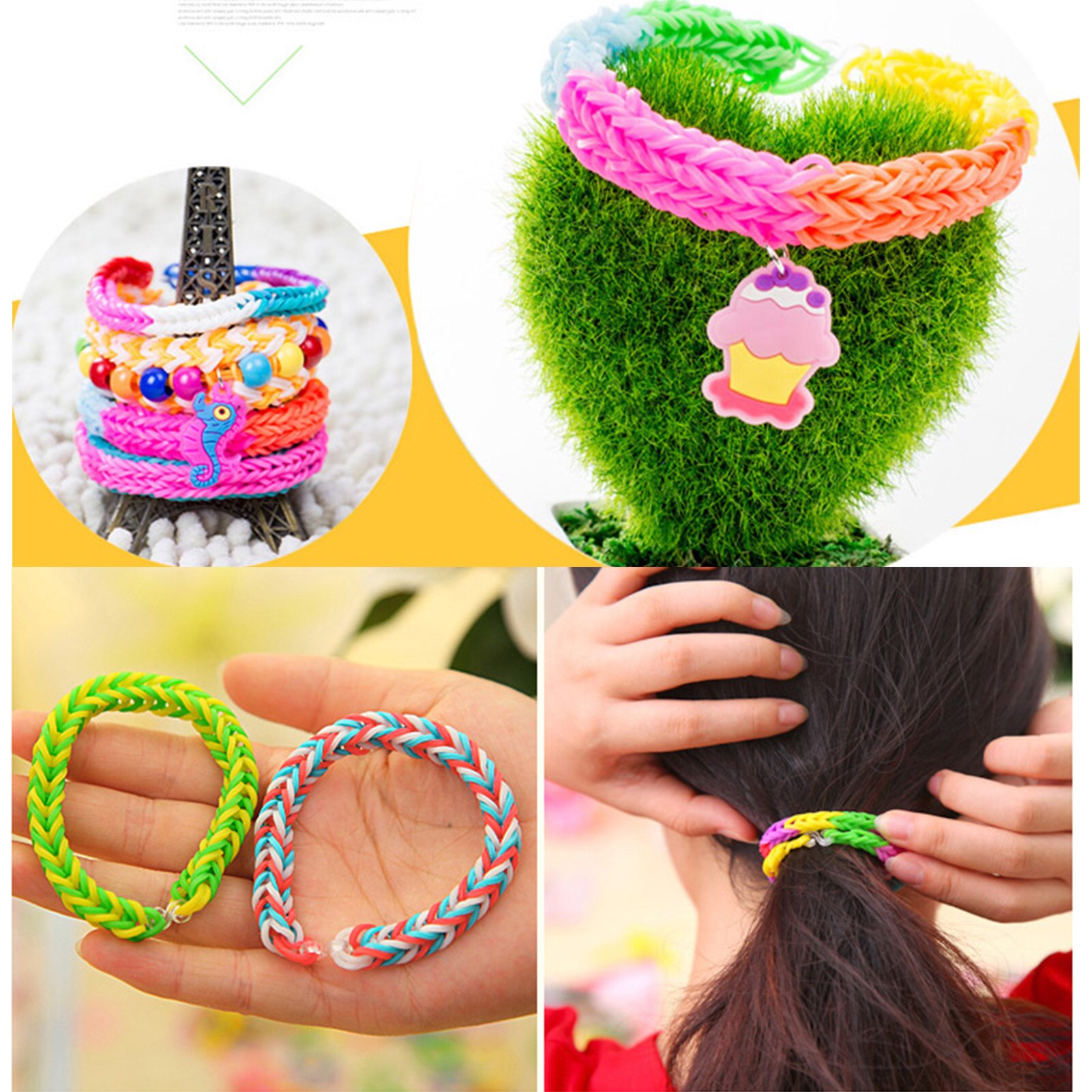 1500 pièces de Bande de Métier À Tisser En Caoutchouc Bricolage Jouets Ensemble Pour Enfants Laçage Bracelets Filles Cheveux Élastiques Recharge Faire Bracelet Tissé BRICOLAGE Kit