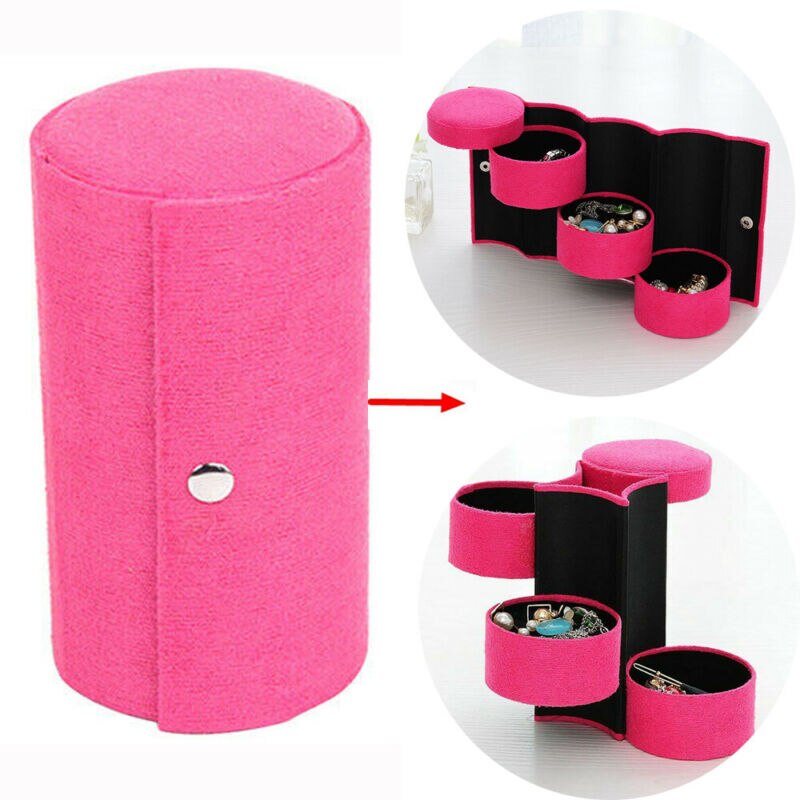 3 Layer 360 ° Roterende Ronde Sieraden Doos Ring Organizer Cosmetische Opslag Houder Sieraden Case Make Up Box