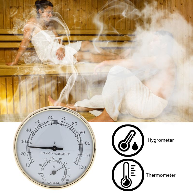 Metal Dial Indoor Temperature Humidity Meter Thermometer & Hygrometer For Sauna Room Measurement Tool L74D