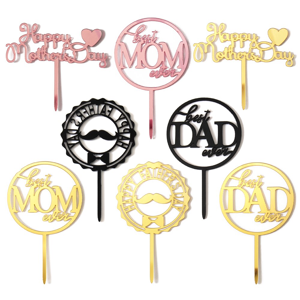 Pak Van 10 Stuks Mini Moederdag &amp; Vaderdag Cake Topper Beste Moeder Ooit Beste Papa Ooit taart Decoratie Voor Bento Cake Kleine Taart