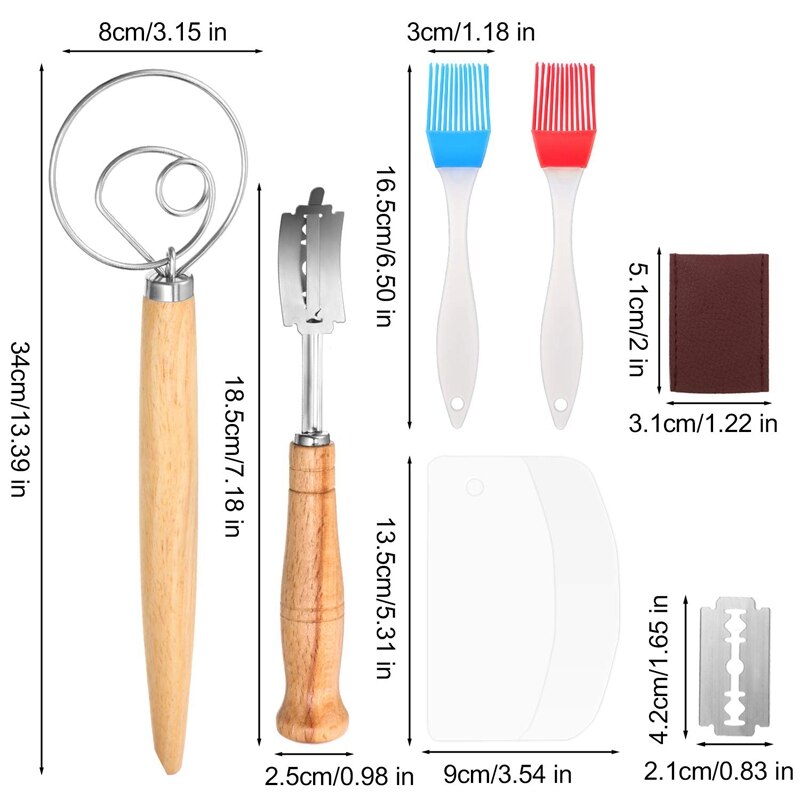 Duńskie ciasto trzepaczka ręcznie wykonane chleb kiepski z pokrywą ochronną, 2 kawałki szczotka silikonowa, skrobak robić ciasta, zestaw narzędzi robić ubijania ciasta