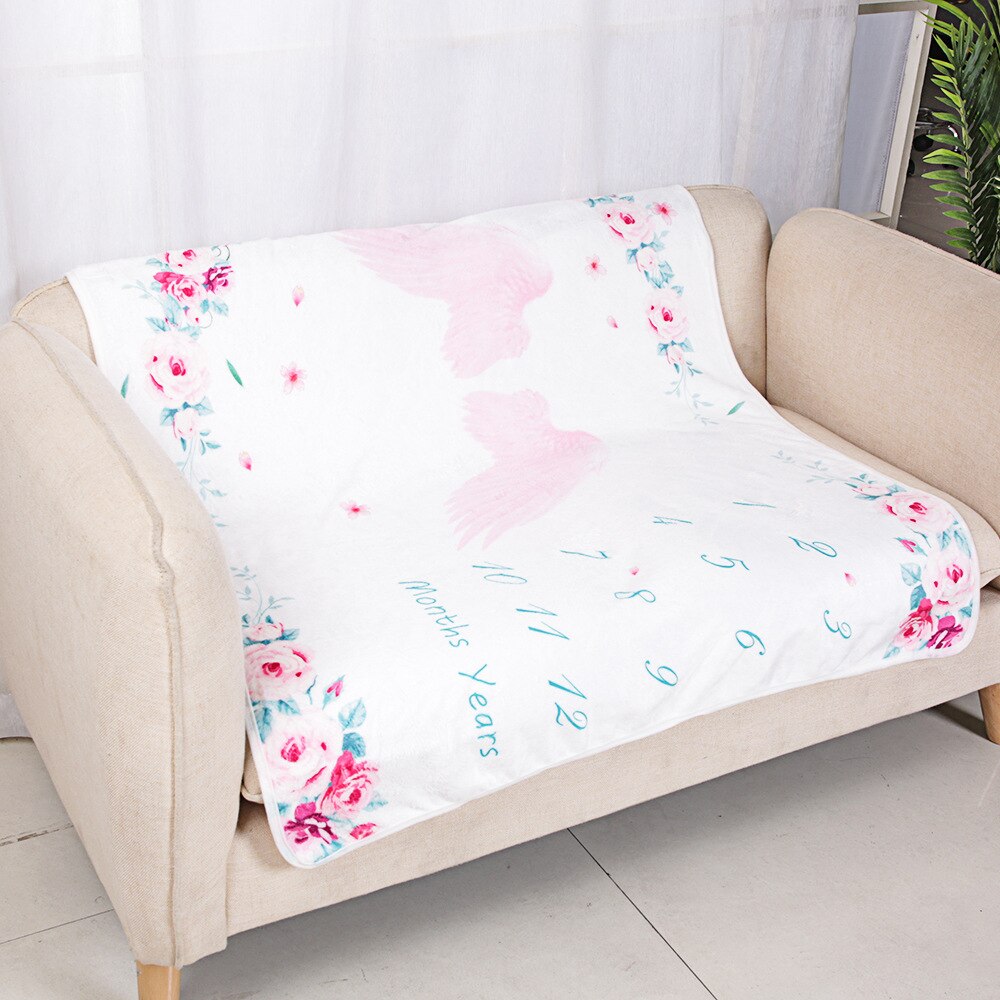 100x120cm Bambino Milestone Coperta Termica Morbido Pile Swaddle Passeggino Avvolge Neonato Floreale Fotografia Puntelli Sfondo di Panno