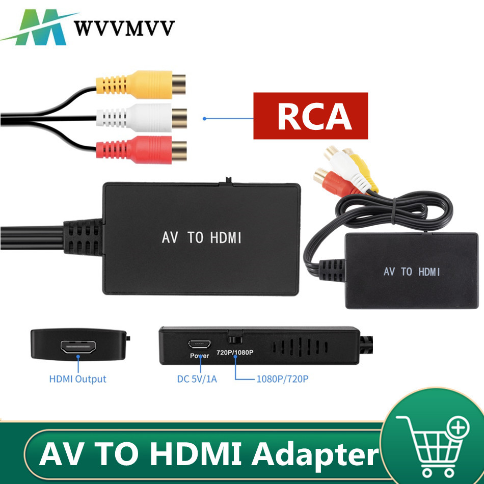 RCA to HDMI Converter, Composite to HDMI Adapter Support 1080P PAL/NTSC Compatible with PS one, PS3 PS2 STB Xbox VHS DVD VCR