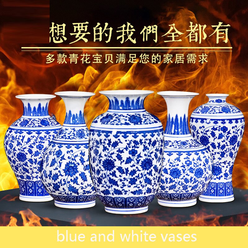 Jingdezhen Ceramics Ancient Blue and White Porcelain Vase