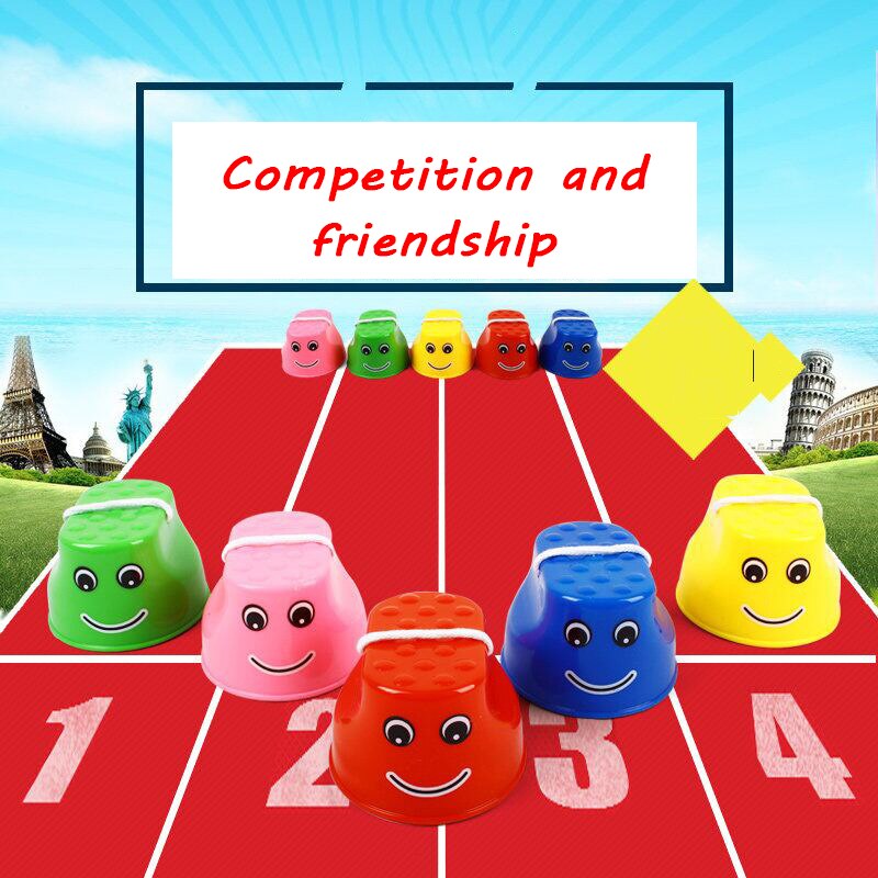 2 pcs children's stilt toys kindergarten stilts thick plastic smiling training equipment primary school balance toy outdoor extension