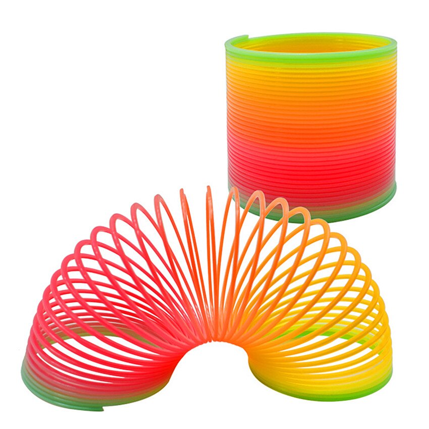 1Pcs Regenboog Cirkel Grappig Speelgoed Early Development Educatief Folding Plastic Spring Coil Kinderen Magical Speelgoed