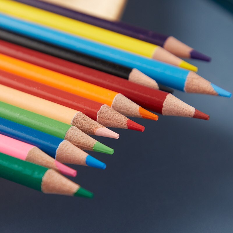 Boîte de plomb de couleur soluble dans l&#39;eau 12 couleurs pour étudiants, ensemble de plomb de couleur de peinture artistique, papeterie de brosse peinte à la main pour enfants
